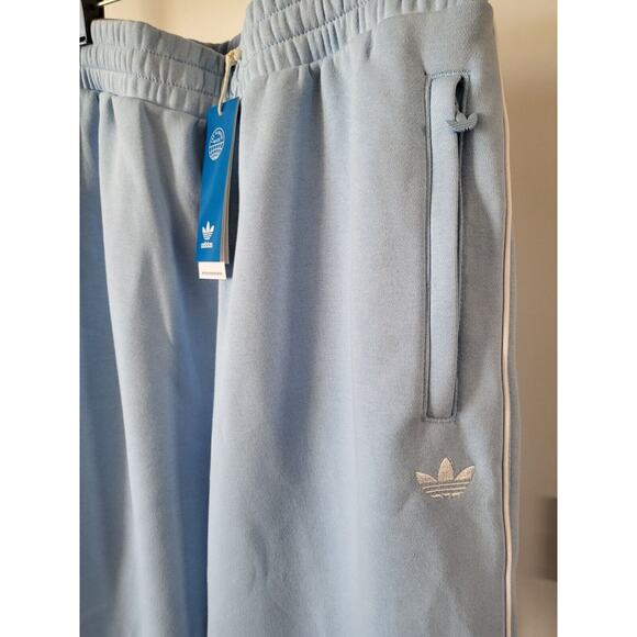 Adidas Joggers Men Sz L Blue Logo Fleece Drawstring Stretch Active Pull On Pant - Picture 3 of 6